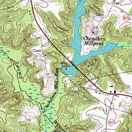 Topographic Map of Chandlers Mill Dam, VA
