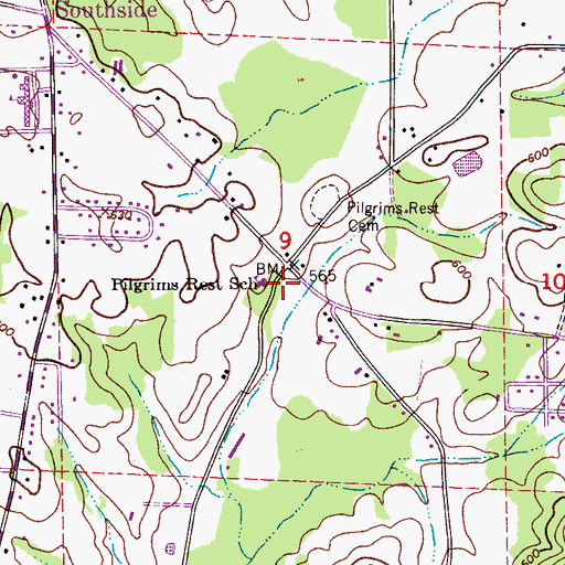Topographic Map of Pilgrims Rest Missionary Baptist Church, AL