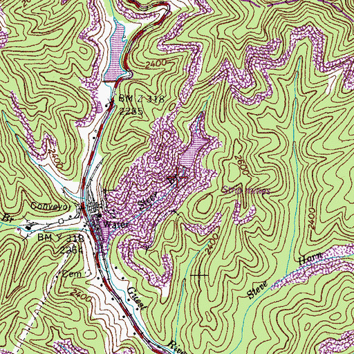 Topographic Map of Steer Branch Pond, VA