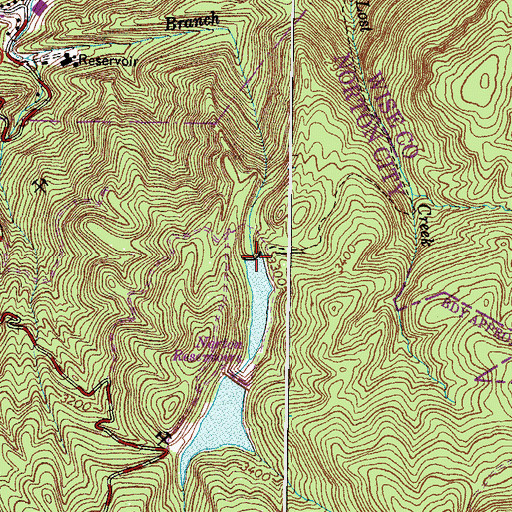 Topographic Map of Lower Norton Reservoir Dam, VA