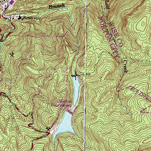 Topographic Map of Lower Norton Reservoir Dam, VA