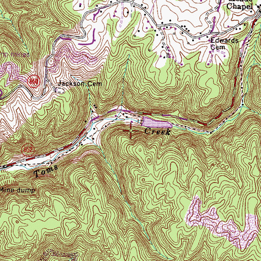 Topographic Map of Toms Creek Dam, VA