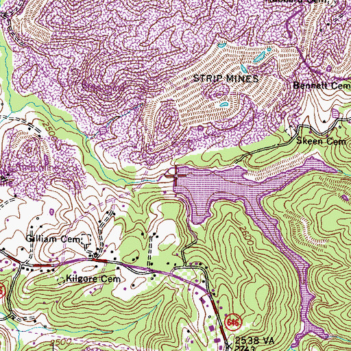 Topographic Map of Bear Creek Dam, VA