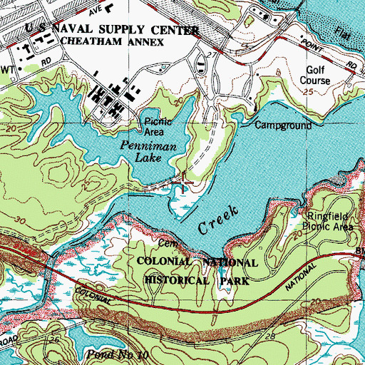Topographic Map of Penniman Dam, VA