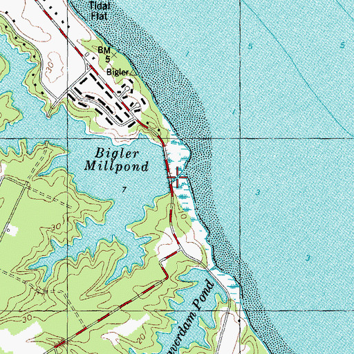 Topographic Map of Bigler Mill Dam, VA