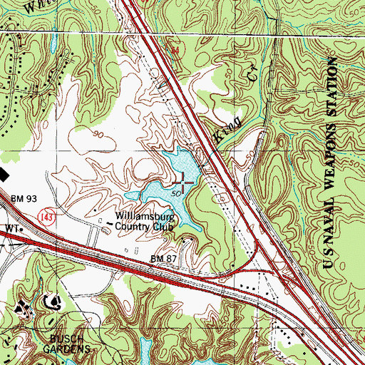 Topographic Map of Williamsburg Country Club Lake, VA