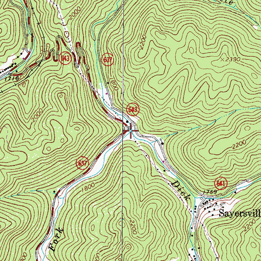Topographic Map of Dix Creek, VA