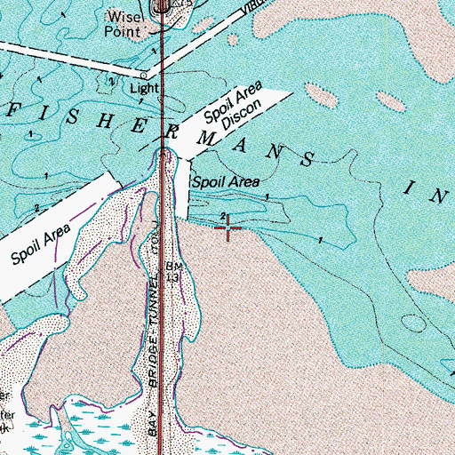 Topographic Map of Fishermans Inlet, VA