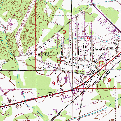 Topographic Map of Pleasant Valley, AL