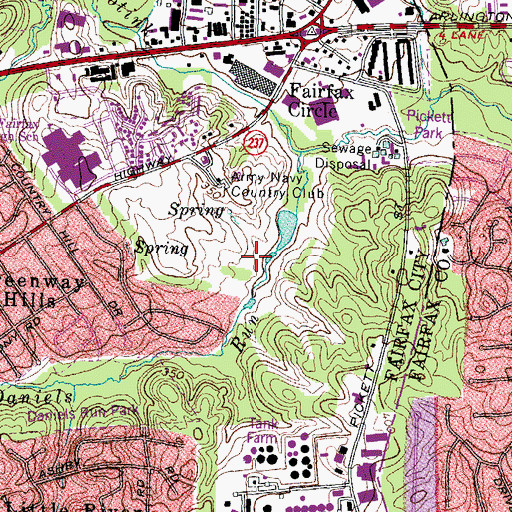 Topographic Map of Army Navy Country Club Fairfax, VA