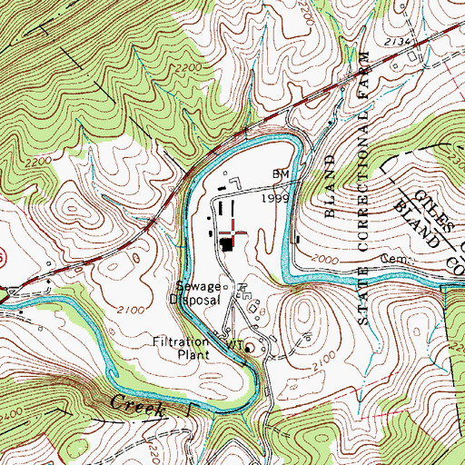 Topographic Map of Bland Correctional Center, VA