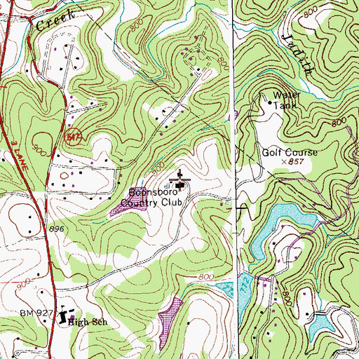 Topographic Map of Boonsboro Country Club, VA