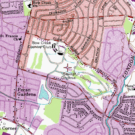 Topographic Map of Bow Creek Municipal Golf Course, VA