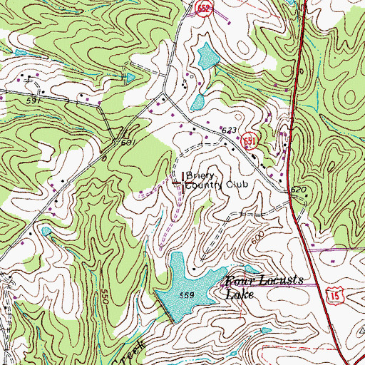 Topographic Map of Briery Country Club, VA