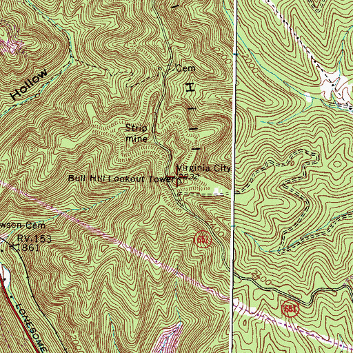 Topographic Map of Bull Hill Lookout Tower, VA
