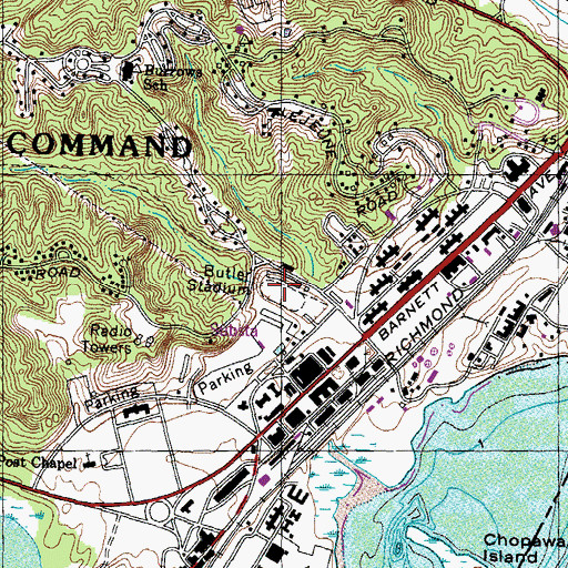 Topographic Map of Butler Stadium, VA