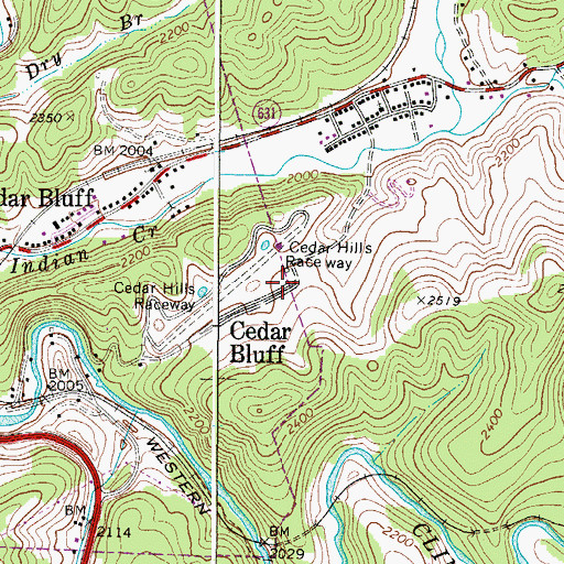 Topographic Map of Cedar Hills Raceway, VA