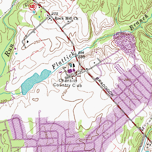 Topographic Map of Chantilly National Golf and Country Club, VA