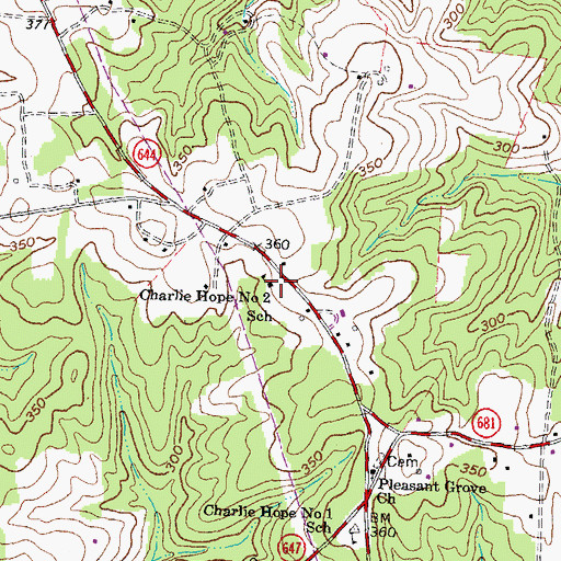 Topographic Map of Charlie Hope Number 2 School, VA