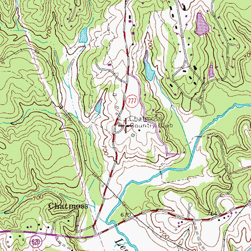 Topographic Map of Chatmoss Country Club, VA