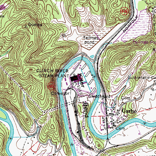 Topographic Map of Clinch River Steam Plant, VA