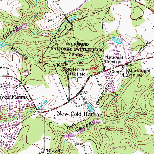 Topographic Map of Cold Harbor Battlefield, VA