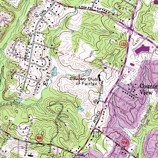 Topographic Map of Country Club of Fairfax, VA