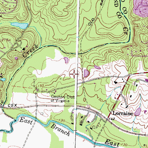 Topographic Map of Country Club of Virginia Tuckahoe Creek Course, VA