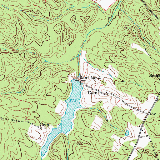 Topographic Map of Dam Number 4, VA
