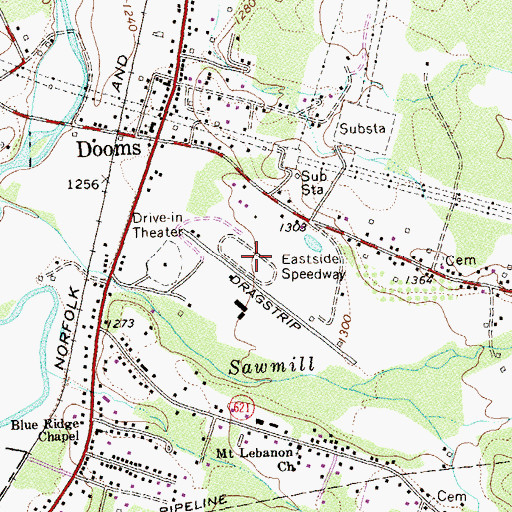 Topographic Map of Eastside Speedway, VA