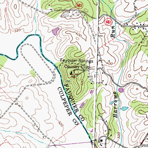 Topographic Map of Fauquier Springs Country Club, VA
