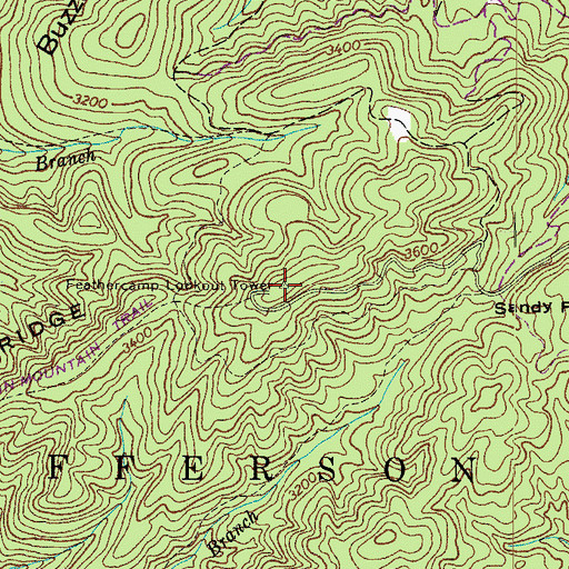 Topographic Map of Feather Camp Lookout Tower, VA