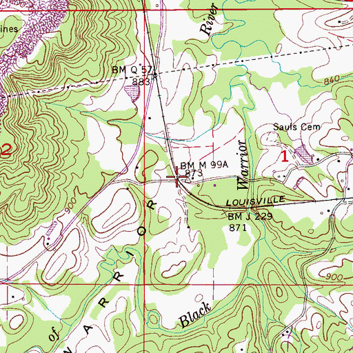 Topographic Map of Schuler (historical), AL