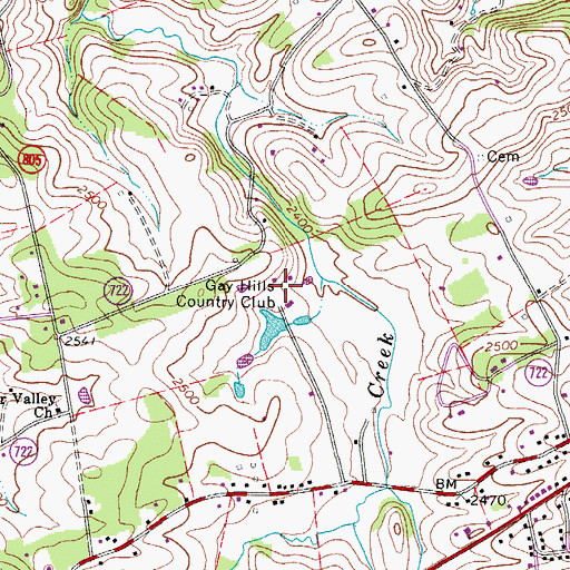 Topographic Map of Gay Hills Country Club, VA