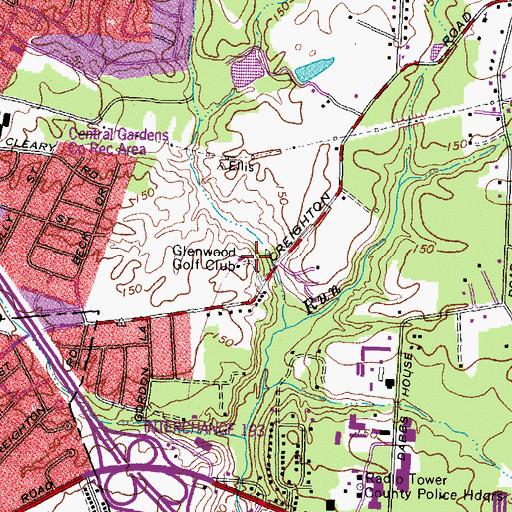 Topographic Map of Glenwood Golf Club, VA