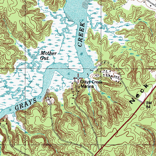 Topographic Map of Grays Creek Marina, VA
