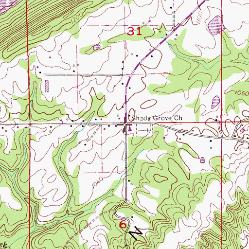 Topographic Map of Shady Grove, AL
