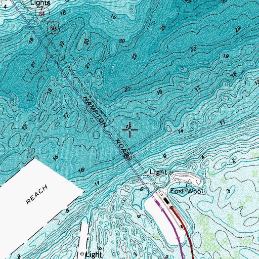 Topographic Map of Hampton Roads Bridge Tunnel, VA