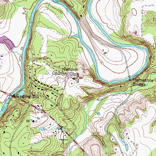 Topographic Map of Hanover Country Club, VA