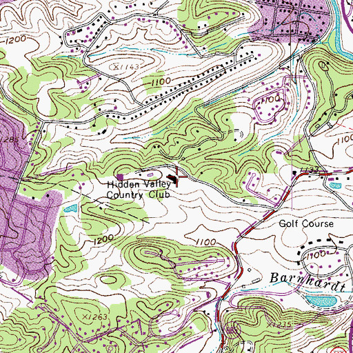 Topographic Map of Hidden Valley Country Club, VA