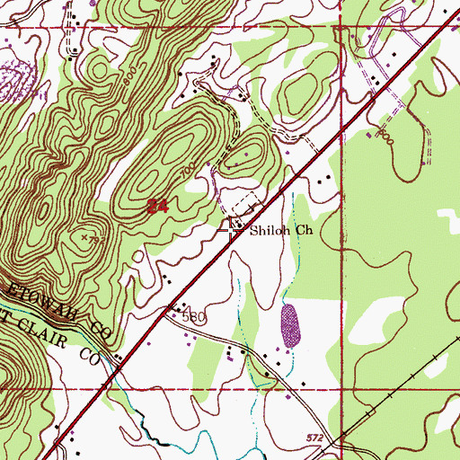 Topographic Map of Shiloh, AL