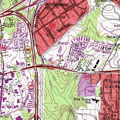Topographic Map of Jefferson Golf Course, VA