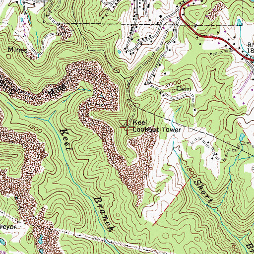 Topographic Map of Keel Lookout Tower, VA