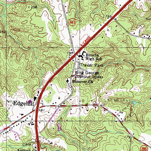 Topographic Map of King George Lookout Tower (historical), VA