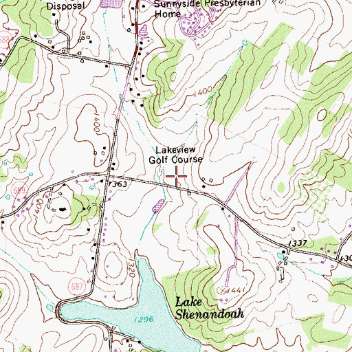 Topographic Map of Lakeview Golf Course, VA