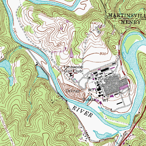Topographic Map of Lynnwood Golf Club, VA