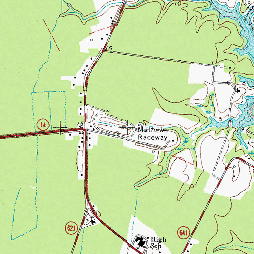 Topographic Map of Mathews Raceway, VA