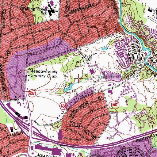 Topographic Map of Meadowbrook Country Club, VA