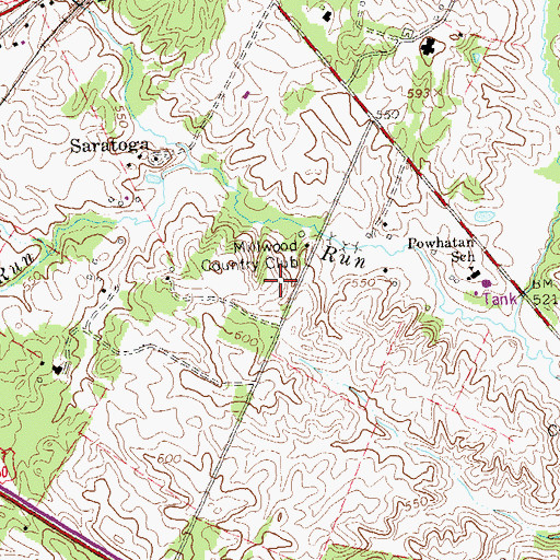 Topographic Map of Millwood Country Club, VA