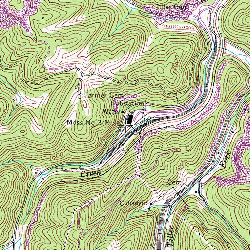 Topographic Map of Moss Number 3 Mine, VA